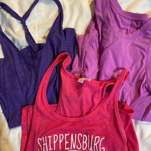 Bundle of Three cute workout tops . All the same style , cotton
